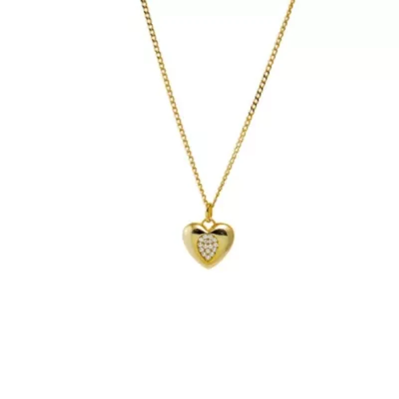 Pave Teardrop Accented Heart Pendant Necklace