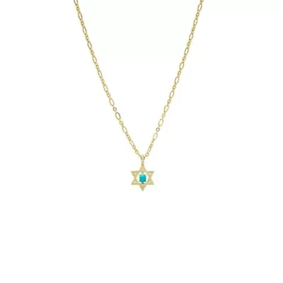 Turquoise Star Of David Pendant Necklace
