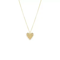 CZ Rimmed Ridged Heart Pendant Necklace