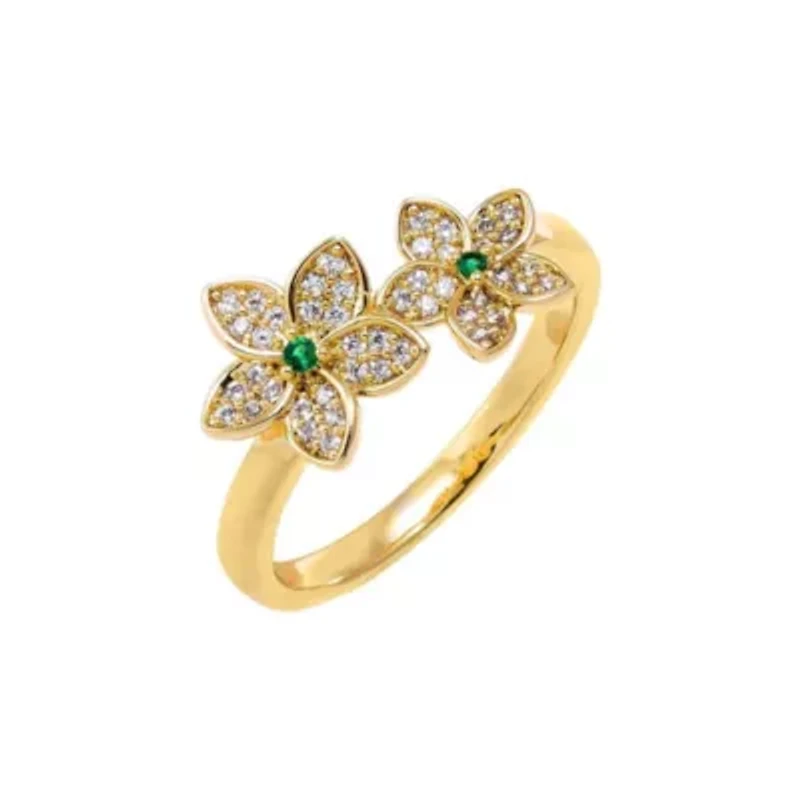 Pave Double Flower Ring