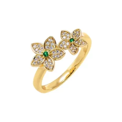 Pave Double Flower Ring