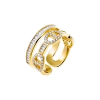 Pave Mariner X Baguette Double Row Adjustable Ring