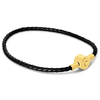 Mens Slim Leather Bracelet, Gold