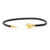 Mens Slim Leather Bracelet, Gold