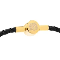 Mens Slim Leather Bracelet, Gold