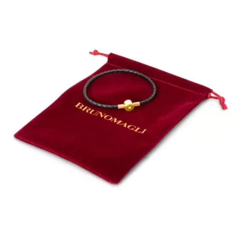 Mens Slim Leather Bracelet, Gold