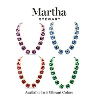 Martha Stewart Cushion Crystal Statement Necklace, Blue