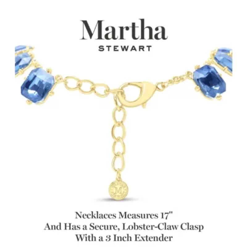 Martha Stewart Cushion Crystal Statement Necklace, Blue