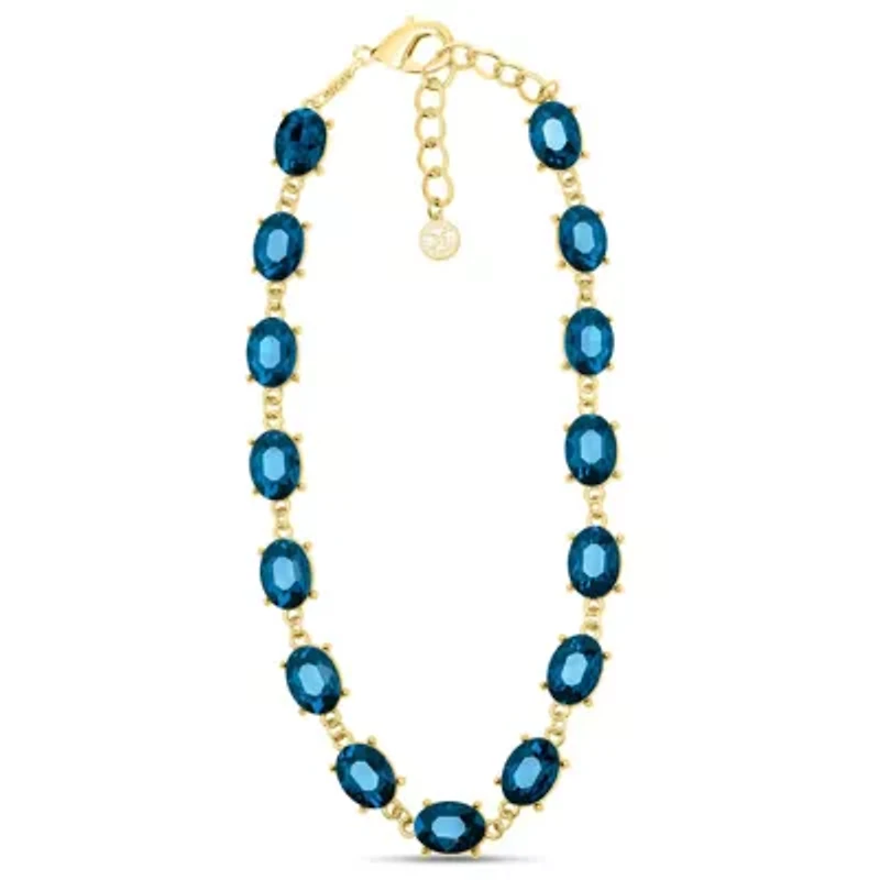 Martha Stewart Oval Crystal Statement Necklace, Green