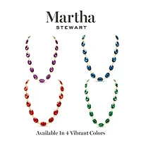 Martha Stewart Oval Crystal Statement Necklace, Green