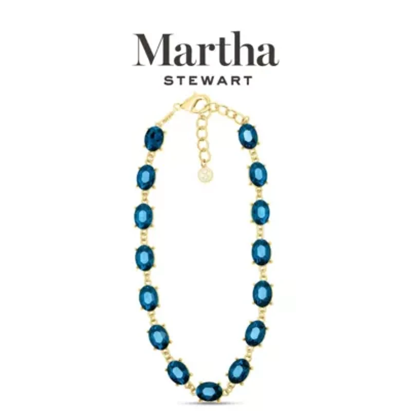 Martha Stewart Oval Crystal Statement Necklace, Green