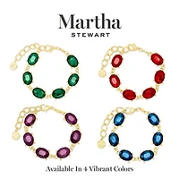 Martha Stewart Oval Crystal Statement Bracelet, Blue
