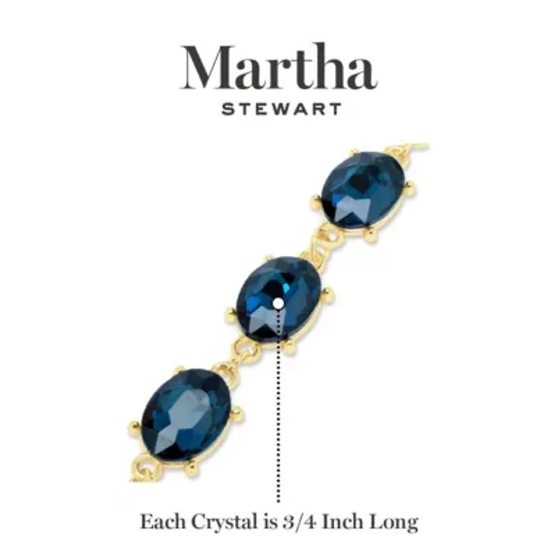 Martha Stewart Oval Crystal Statement Bracelet, Blue