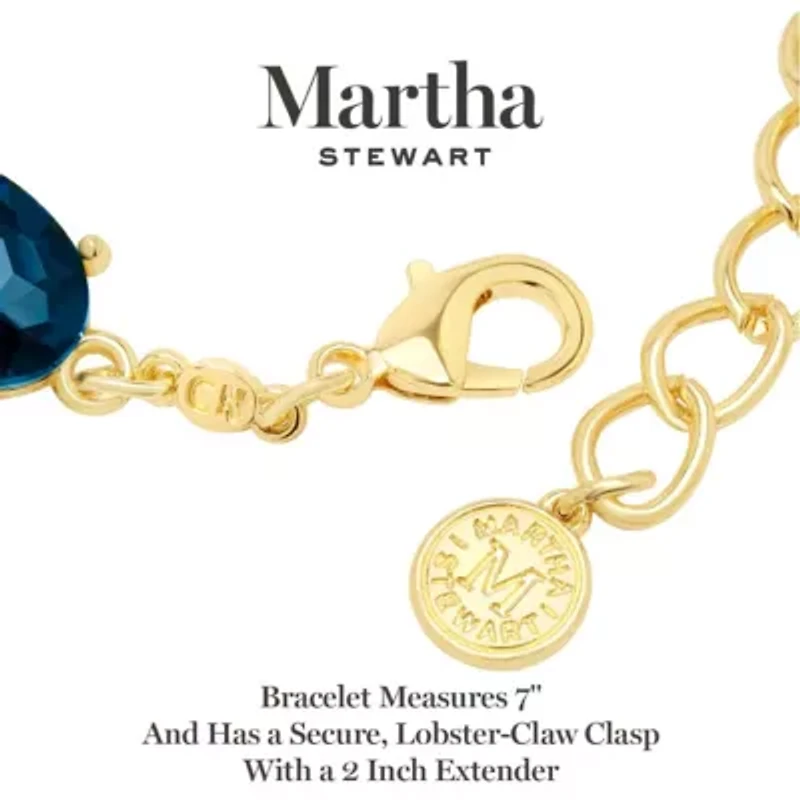 Martha Stewart Oval Crystal Statement Bracelet, Blue