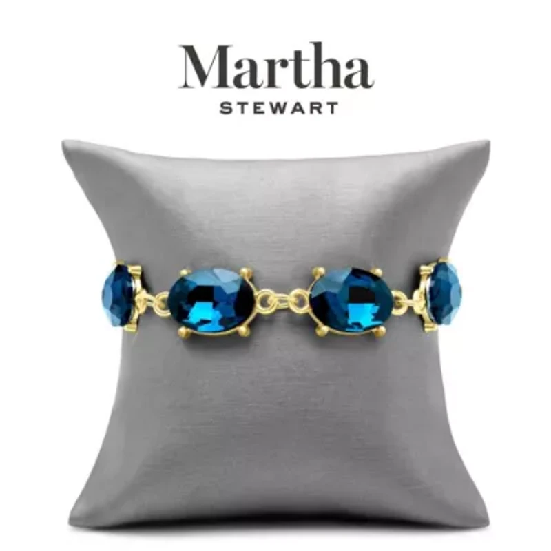 Martha Stewart Oval Crystal Statement Bracelet, Blue