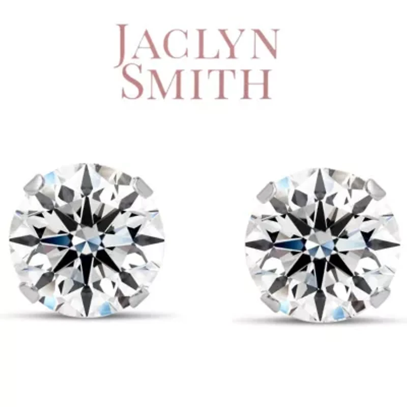 Lab Created Jaclyn Smith 4 Carat Moissanite Stud Earrings White Gold