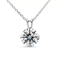 Lab Created Jaclyn Smith 1 Carat Moissanite Solitaire Necklace Yellow Gold With Free Chain