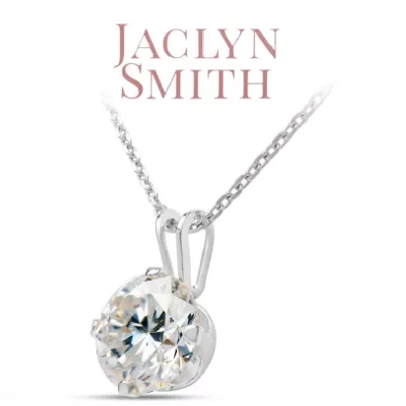 Lab Created Jaclyn Smith 1 Carat Moissanite Solitaire Necklace Yellow Gold With Free Chain
