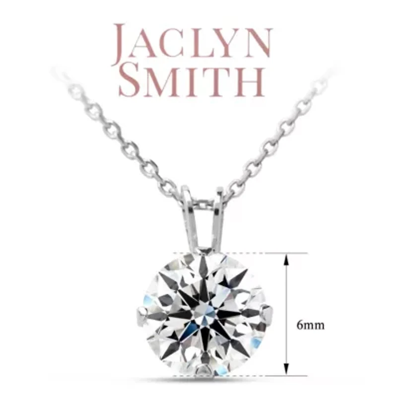 Lab Created Jaclyn Smith 1 Carat Moissanite Solitaire Necklace Yellow Gold With Free Chain