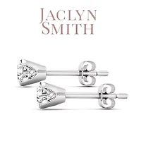 Lab Created Jaclyn Smith 1 Carat Round Moissanite Stud Earrings White Gold