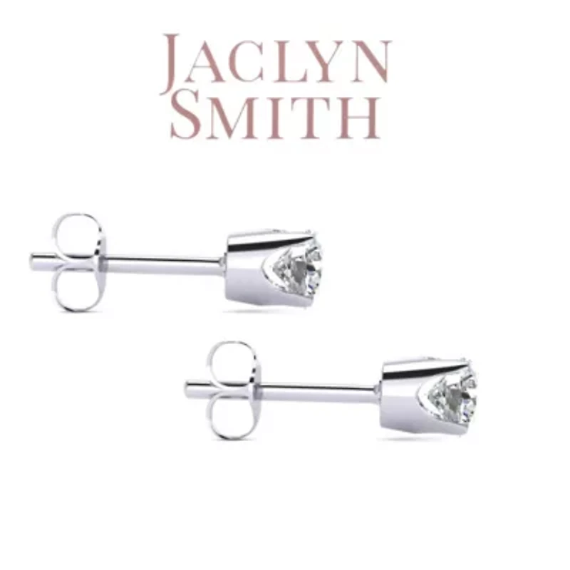 Lab Created Jaclyn Smith 1/2 Carat Round Moissanite Stud Earrings Yellow Gold