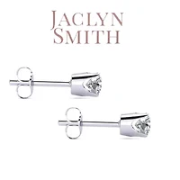 Lab Created Jaclyn Smith 1/2 Carat Round Moissanite Stud Earrings Yellow Gold