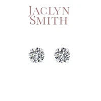 Lab Created Jaclyn Smith 1/2 Carat Round Moissanite Stud Earrings Yellow Gold