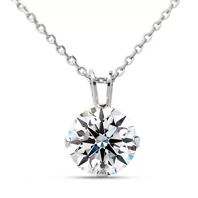 Lab Created Jaclyn Smith 2 Carat Moissanite Solitaire Necklace White Gold With Free Chain
