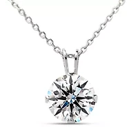 Lab Created Jaclyn Smith 2 Carat Moissanite Solitaire Necklace White Gold With Free Chain