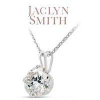 Lab Created Jaclyn Smith 2 Carat Moissanite Solitaire Necklace White Gold With Free Chain