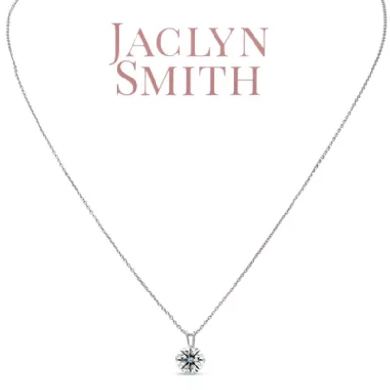Lab Created Jaclyn Smith 2 Carat Moissanite Solitaire Necklace White Gold With Free Chain