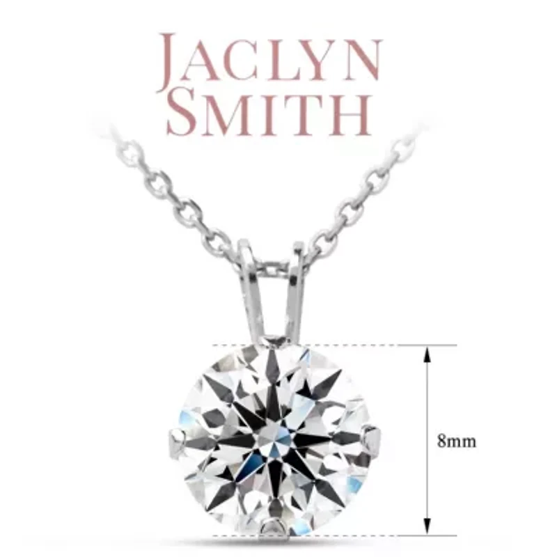 Lab Created Jaclyn Smith 2 Carat Moissanite Solitaire Necklace White Gold With Free Chain