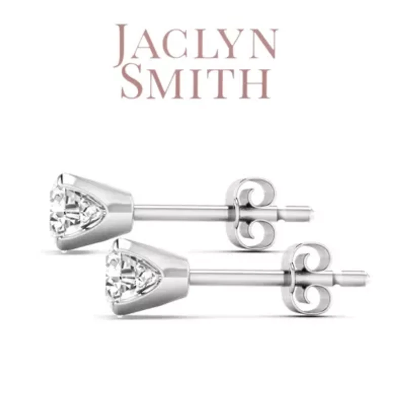 Lab Created Jaclyn Smith 2 Carat Moissanite Stud Earrings Yellow Gold