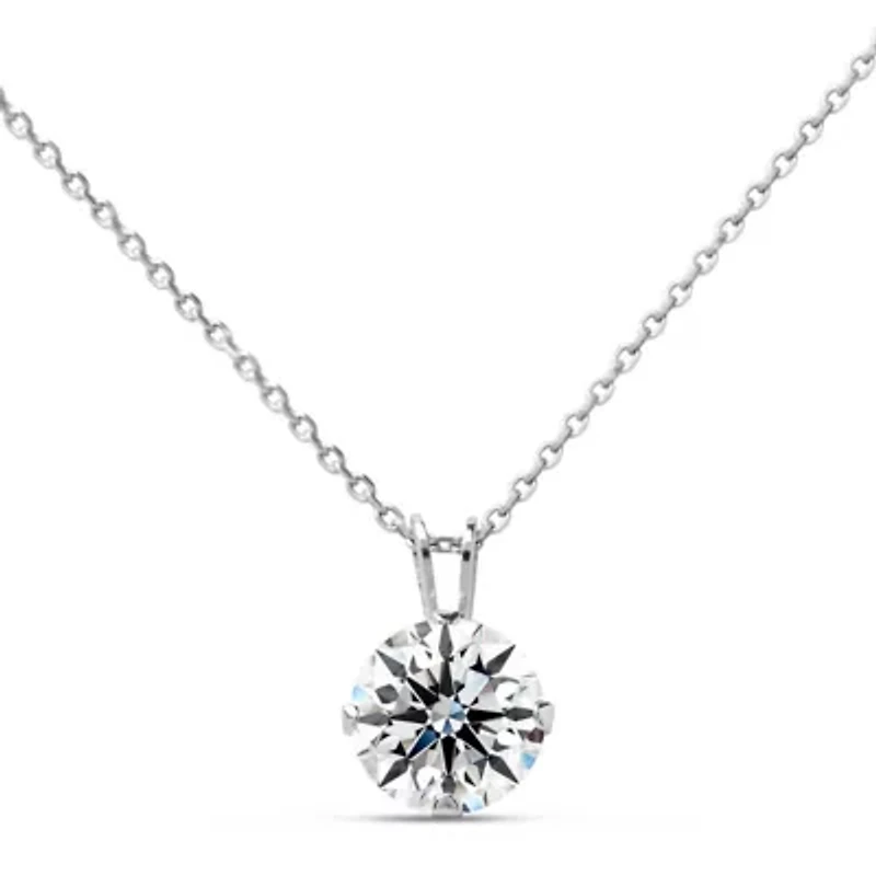 Lab Created Jaclyn Smith 1/4 Carat Moissanite Solitaire Necklace White Gold With Free Chain