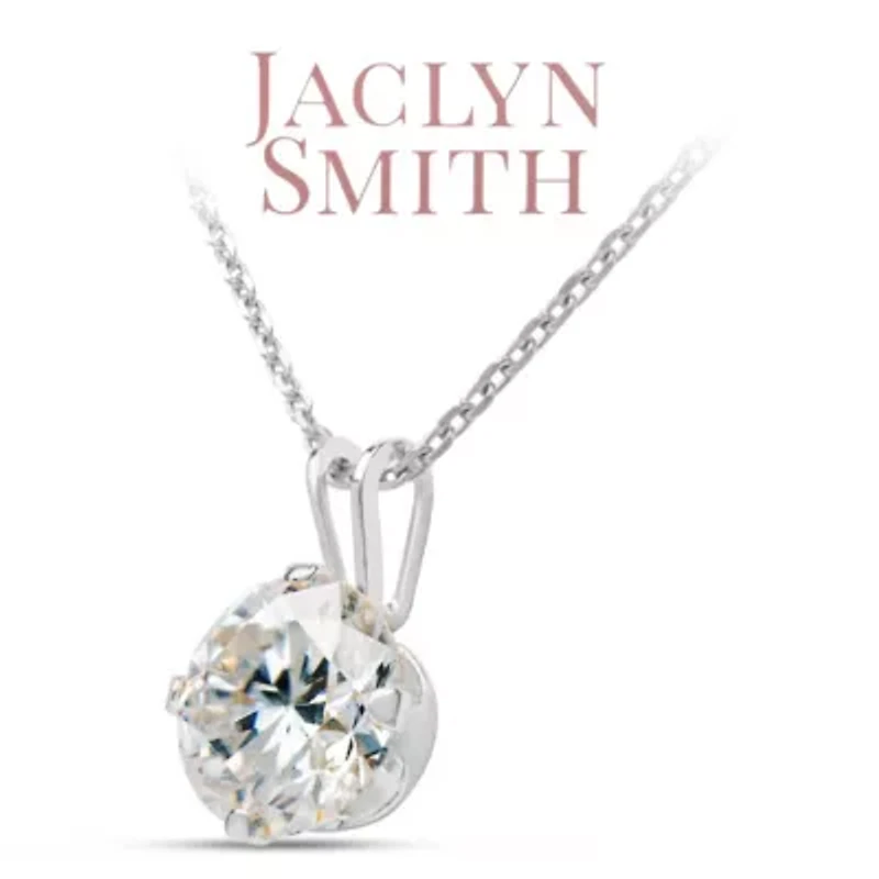 Lab Created Jaclyn Smith 1/4 Carat Moissanite Solitaire Necklace White Gold With Free Chain