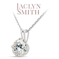 Lab Created Jaclyn Smith 1/4 Carat Moissanite Solitaire Necklace White Gold With Free Chain