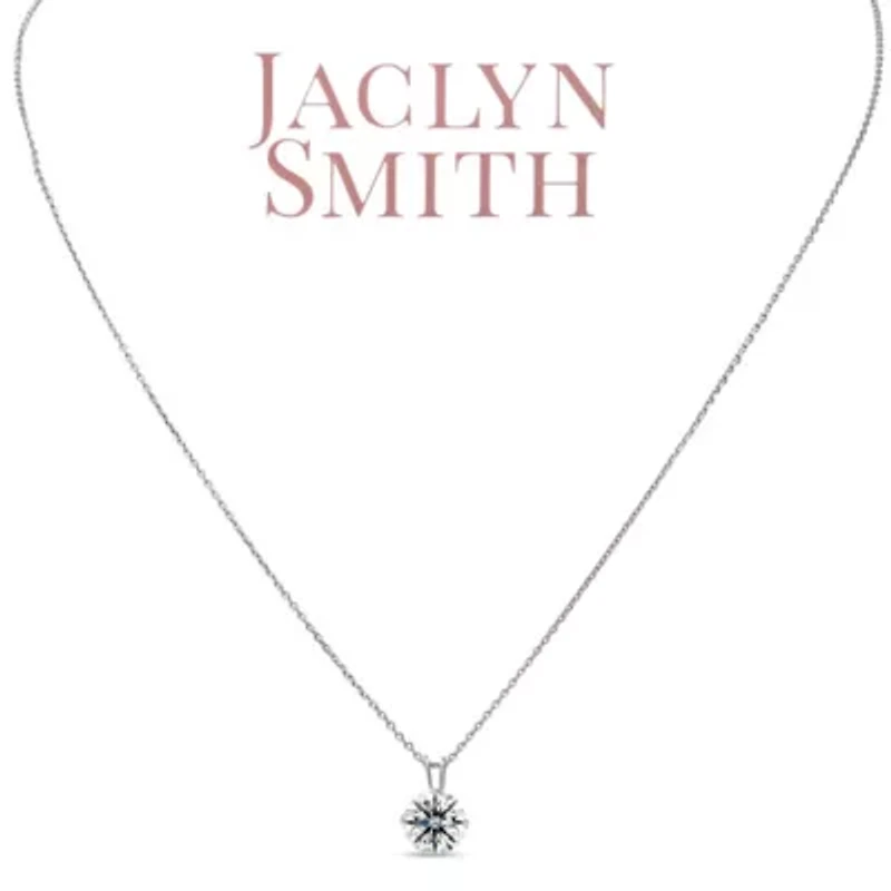 Lab Created Jaclyn Smith 1/4 Carat Moissanite Solitaire Necklace White Gold With Free Chain