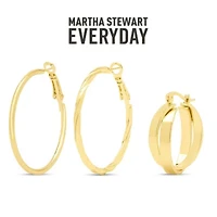 Martha Stewart Everyday Gold Large Hoop Earrings Set of 3