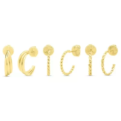 Martha Stewart Everyday Gold Textured Hoop Earrings Set of 3