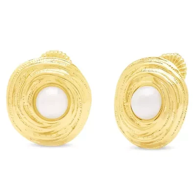 Martha Stewart Everyday Thick Pearl Stud Earrings In Gold