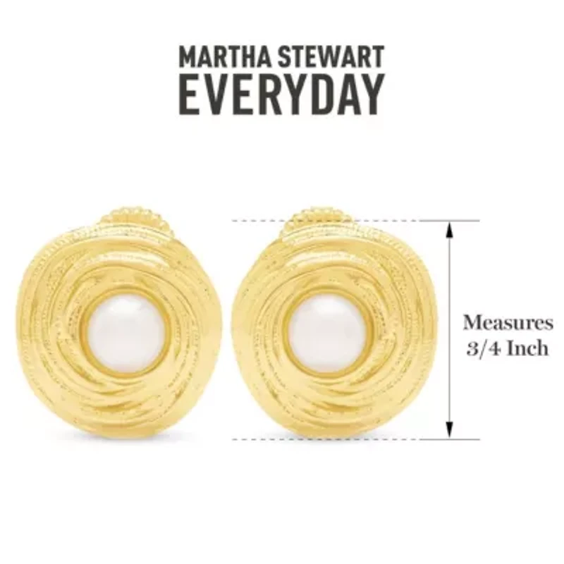 Martha Stewart Everyday Thick Pearl Stud Earrings In Gold