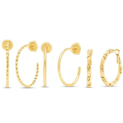 Jaclyn Smith Classic Gold Hoop Earrings Set of 3