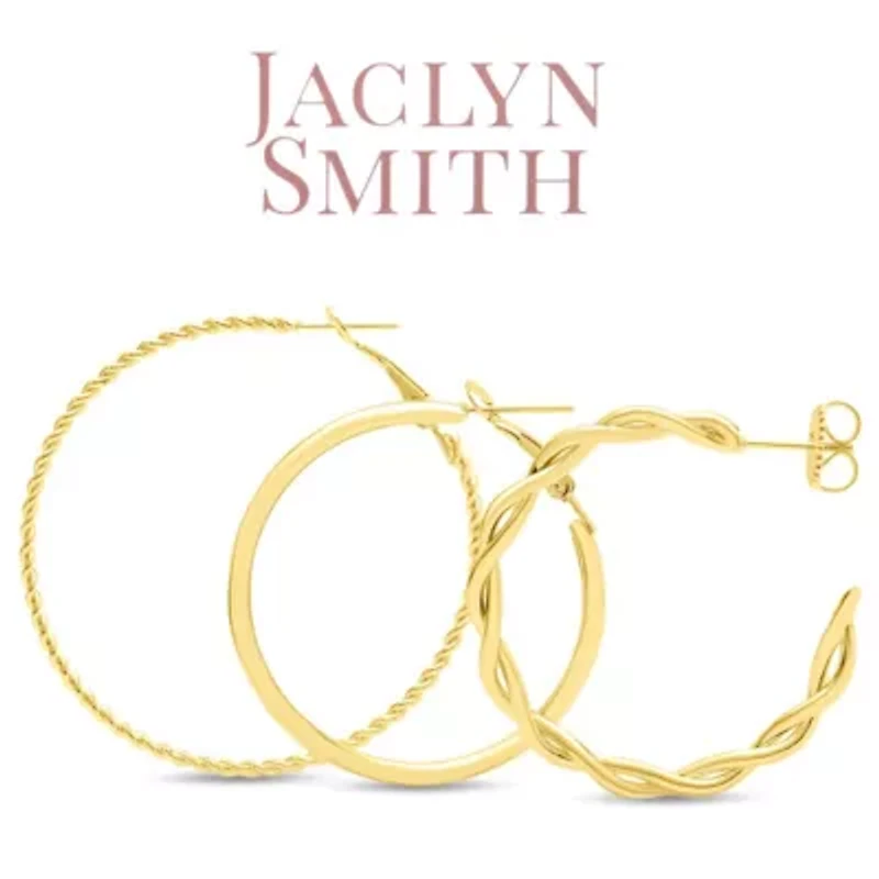 Jaclyn Smith Textured Gold Hoop Earrings Set of 3
