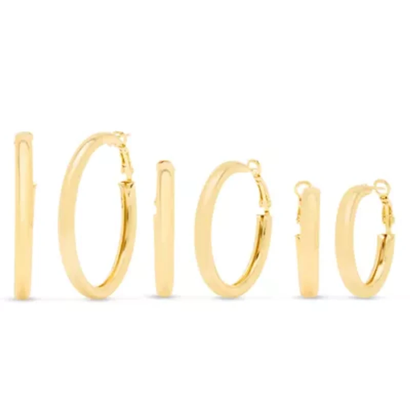 Jaclyn Smith Shiny Gold Hoop Earrings Set of 3