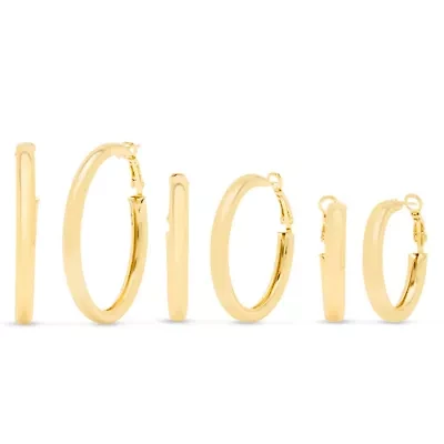 Jaclyn Smith Shiny Gold Hoop Earrings Set of 3