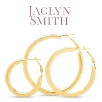 Jaclyn Smith Shiny Gold Hoop Earrings Set of 3