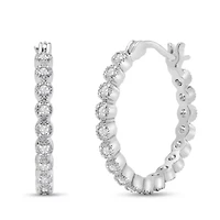 Lab Created 1/4 Carat Sparkling Moissanite Hoop Earrings, 3/4 Inch