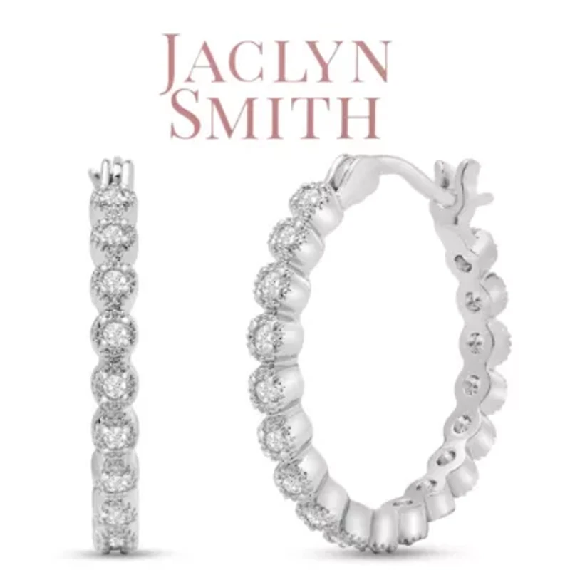 Lab Created 1/4 Carat Sparkling Moissanite Hoop Earrings, 3/4 Inch