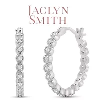 Lab Created 1/4 Carat Sparkling Moissanite Hoop Earrings, 3/4 Inch