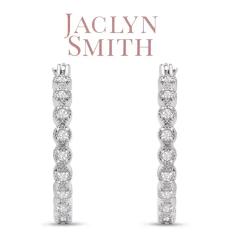 Lab Created 1/4 Carat Sparkling Moissanite Hoop Earrings, 3/4 Inch